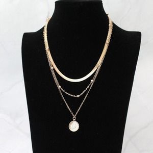 New Gold Plated Silver 925 Triple Stand Necklace N95